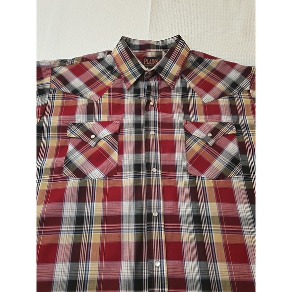 Vintage 90s Western Pearl Snap Shirt Men's XL Red Plaid Cowboy Rodeo Country - Picture 3 of 16
